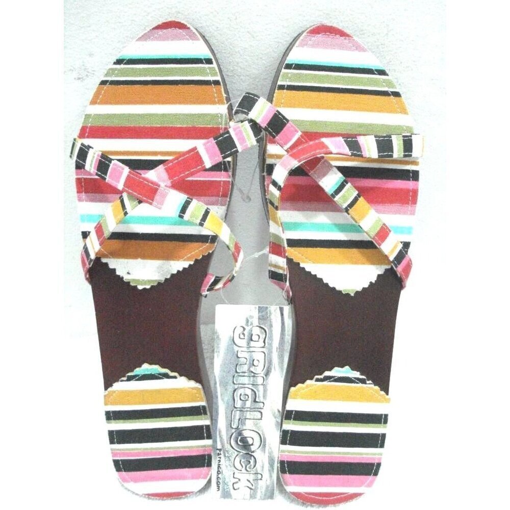 Gridlock Beachwear Women's Wood Canvas Multi Color Sandal Size Small New